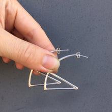 Load image into Gallery viewer, Hand Made Geometric Silver Hoop Earrings