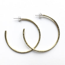 Load image into Gallery viewer, Large hand made hammered gold hoop earrings