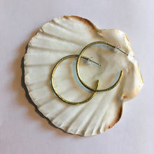 Load image into Gallery viewer, Hand made small hammered brass hoop earrings