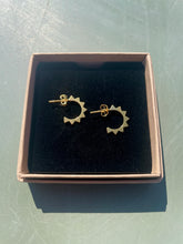 Load image into Gallery viewer, Serrated Gold Huggy Hoops
