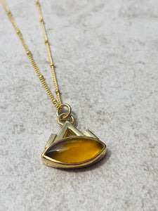 Mango Chalcedony Gold Necklace