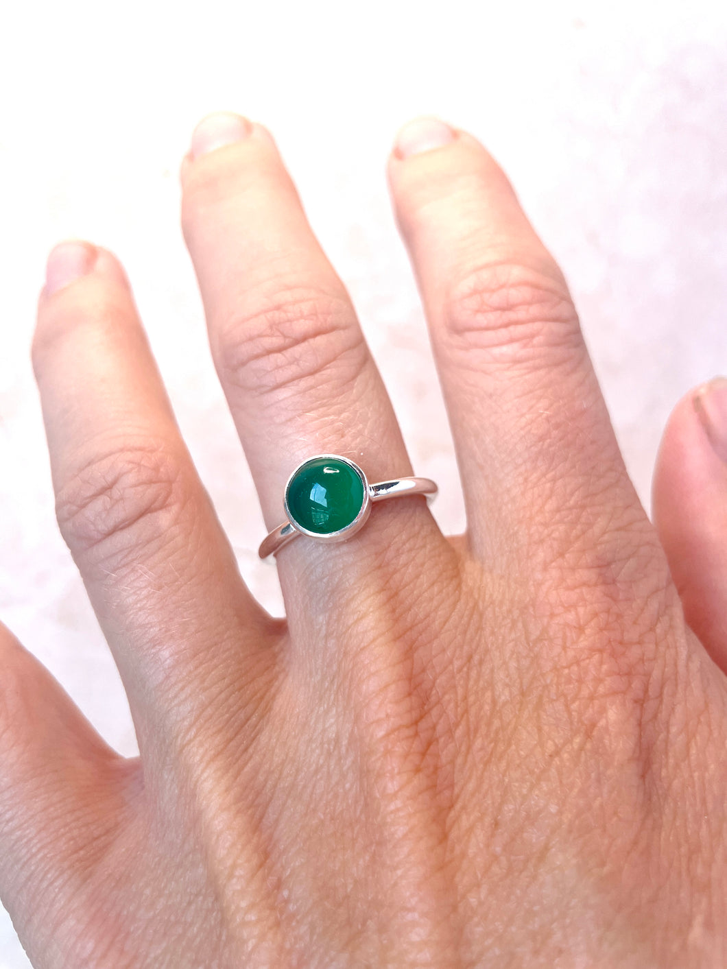Green Agate & Silver Ring