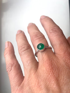 Green Agate & Silver Ring