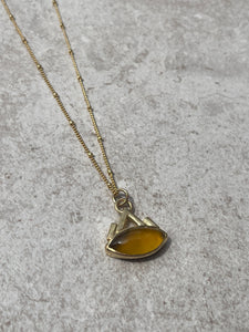 Mango Chalcedony Gold Necklace