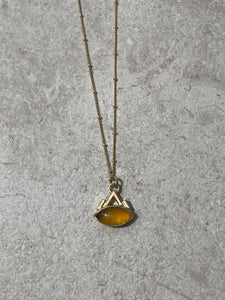 Mango Chalcedony Gold Necklace