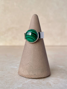 Recycled Silver Malachite Ring