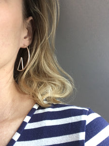 Hand Made Geometric Silver Hoop Earrings