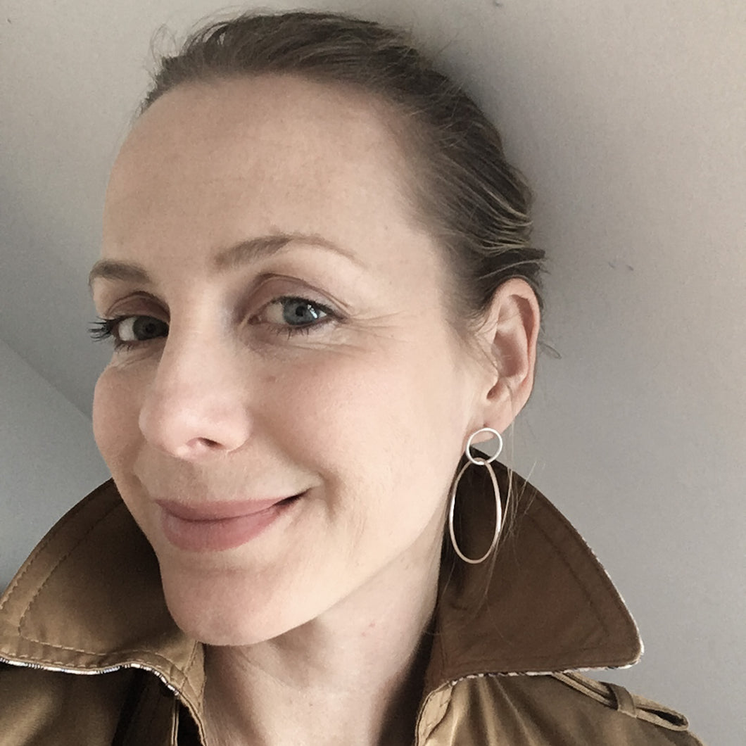Hand Made Big Silver hoop earrings