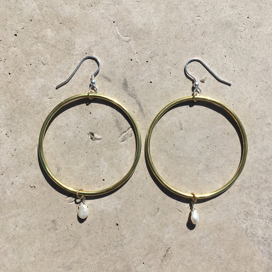 Baroque Pearl Hoops