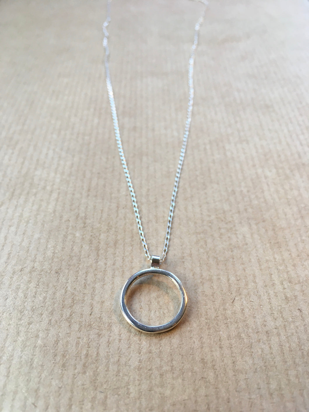 hand made eco silver circle pendant necklace