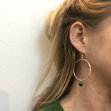 Load image into Gallery viewer, Eco Silver &amp; Malachite Hoops
