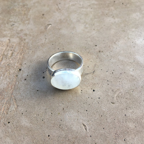 Hand Made Eco Silver and Moonstone Ring